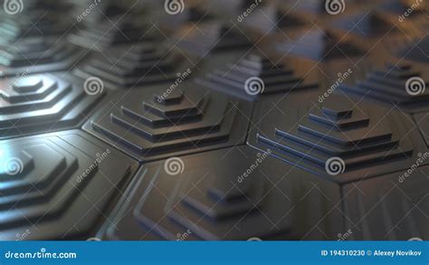 Many Abstract Stacks Of Hexagons 3d Rendering Stock Illustration