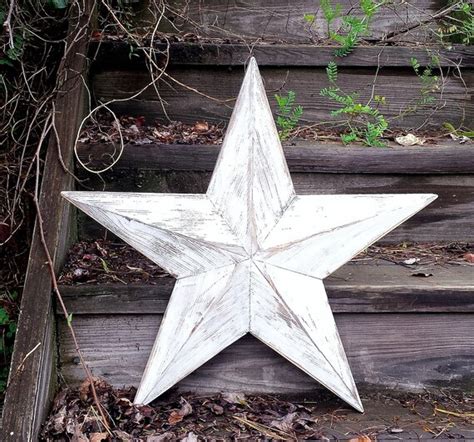 Rustic Beveled 5 Point White Wood Star 21 By Waterfallmountainart