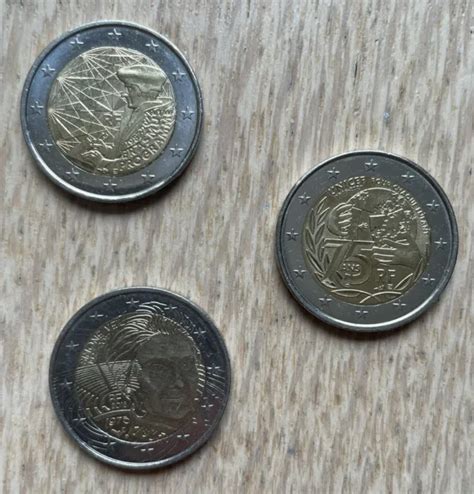 LOT OF 3 Coins 2 Euros Commemorative France Simone Veil UNICEF Erasmus