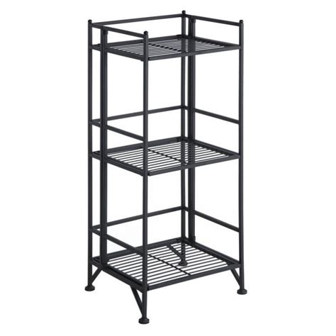 Convenience Concepts Xtra Storage 3 Tier Folding Shelf In Black Metal