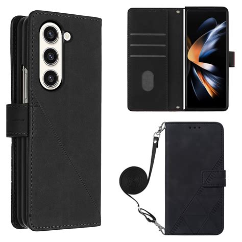 Crossbody Phone Case For Samsung Galaxy Z Fold 5 Case With Shoulder Strap Card Holder For