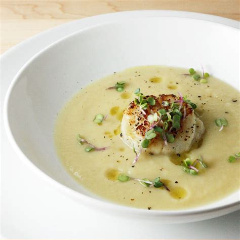 Creamy Maple Pear And Parsnip Soup With Seared Scallops Parsnip