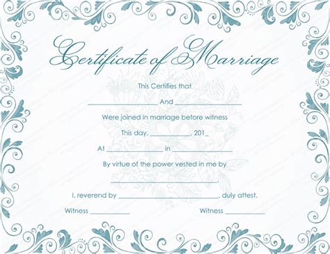Editable Marriage Certificate Template Word