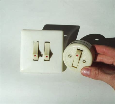 Vintage Light Switch Set Of Two White Bakelite Switch 1960s Etsy