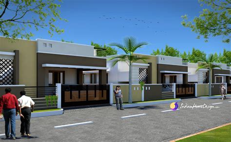 Contemporary Low Cost 800 Sqft 2 Bhk Tamil Nadu Style Row House Design