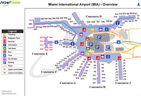 Miami Miami International Mia Airport Terminal Map Overview