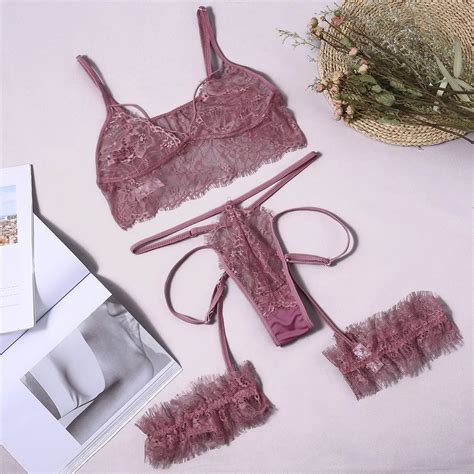 New 2020 Sexy Bra Brief Set Sexy Lingerie Thongs Women Bra Set Push Up Lace Underwear Set