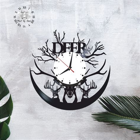 Deer Vinyl Clock Wall Clock Home Decoration Animal Vinyl Etsy