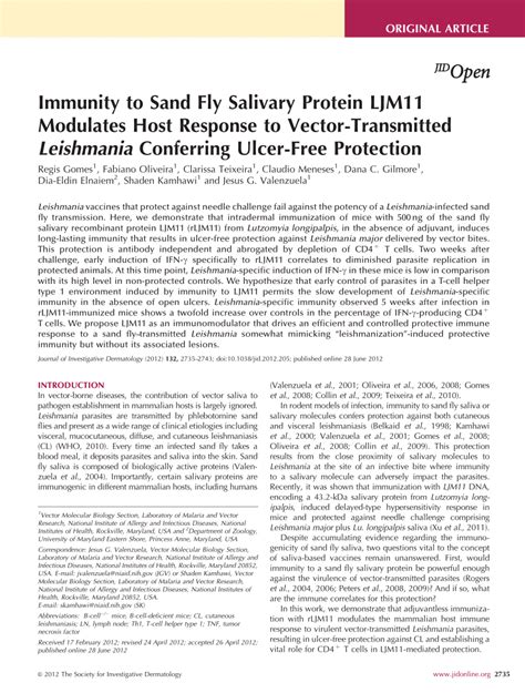 Pdf Immunity To Sand Fly Salivary Protein Ljm Modulates Host Response To Vector Transmitted
