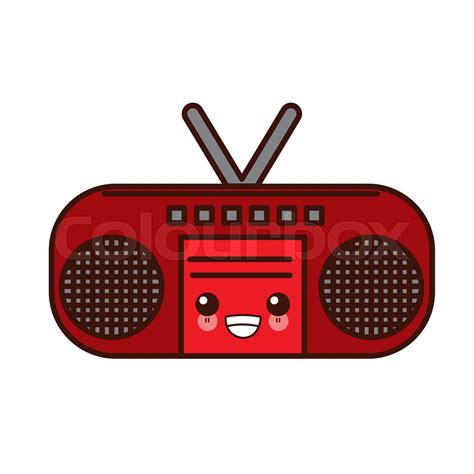 Radio Stereo Device Cute Kawaii Cartoon Stock Vector Colourbox