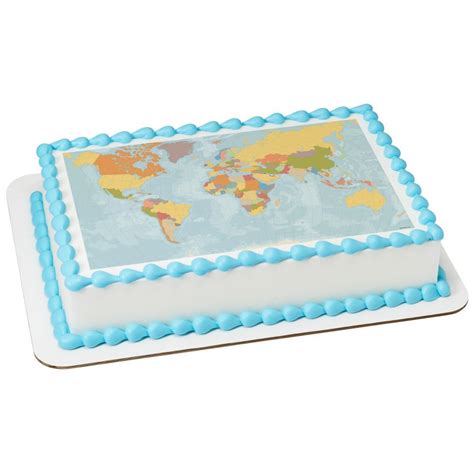 World Map Edible Cake Toppers Edible Cake Edible Image Cake