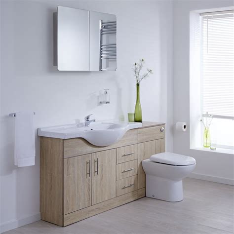 Buy vanity units with basins online with up to 70% off. Milano 1540mm Classic Oak Vanity Combination Unit WC With ...