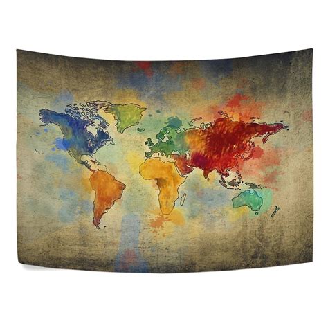Vintage World Map Tapestry Wall Hanging Decoration Home Decor Living