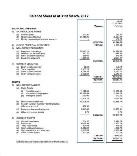 A balance sheet gives a statement of a business's assets, liabilities and shareholders equity at a specific point in time. 22+ Balance Sheet Examples - Download in Word, PDF | Free ...