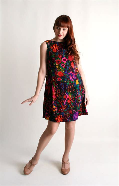 vintage 1960s lanz mini dress bright psychedelic floral