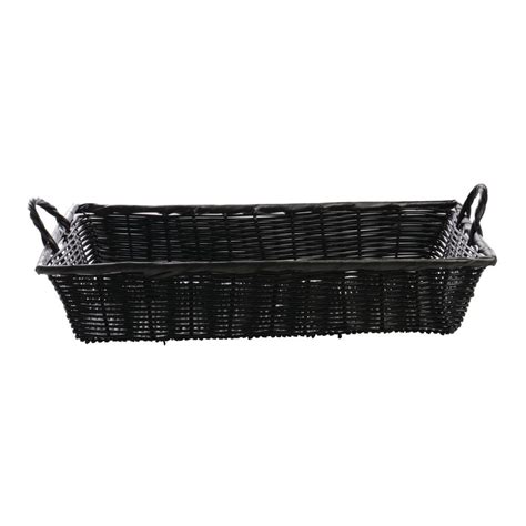 Rectangular Black Polypropylene Single Cord Washable Basket With