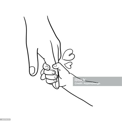 Tangan Seorang Anak Memegang Tangan Orang Tuanya Simbol Cinta Dan