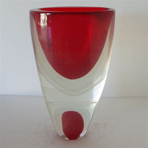 Murano Sommerso Red Sculpture By Romano Dona Murano Glass Vase Glass Vase Red Sculpture
