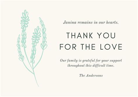 Printable Free Funeral Thank You Cards Templates