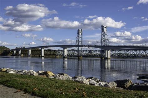 Bridge Over Kennebec River In Bath Maine Stock Image Image Of