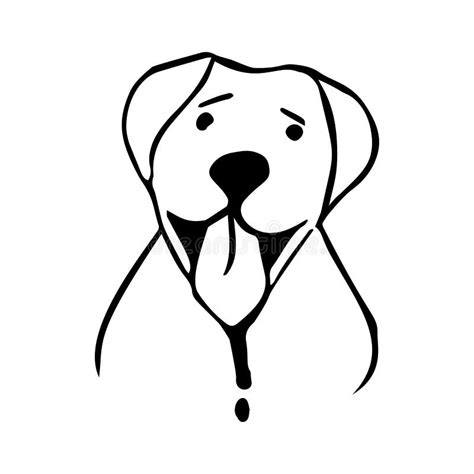 Vector Illustration Of Happy Dog In Lineart Style Stock Illustration
