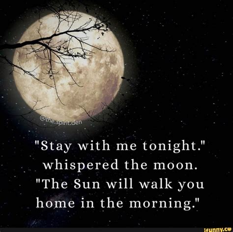 Stay With Me Tonight Whispered The Moon The Sun Will Walk You