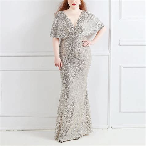 Skylar Plus Size Silver Formal Dress Hello Curve