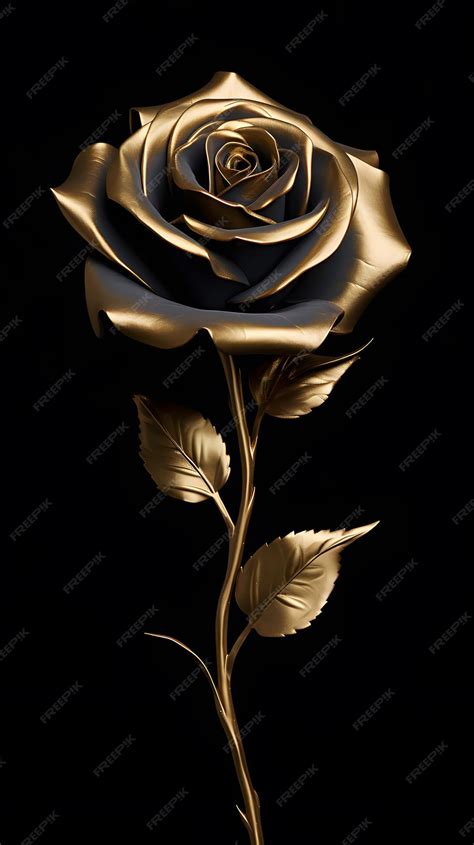 Premium Ai Image Beautiful Golden Rose On Black Background In Vintage