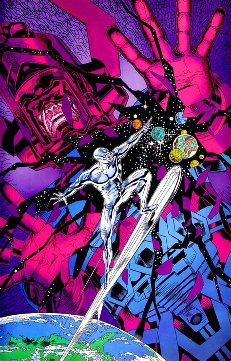 cosmic powers unlimited vol 1 1 silver surfer and galactus pinup by michael golden silver