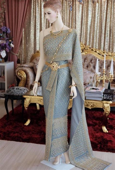 Luxury Thai Chakkri Wedding Dress Thaikhmer Wedding Dress Handmade Bead Embroidery Authentic