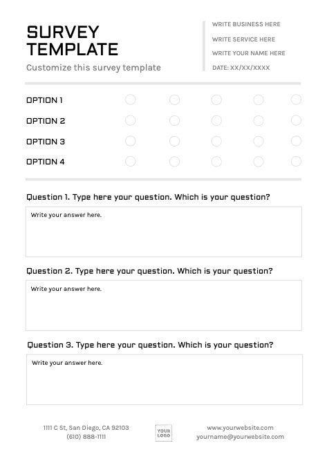 Printable Survey Editable Templates