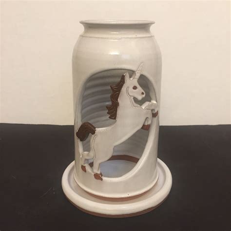 Pam And Mac Mcnerney Pottery Stoneware Unicorn Lantern Signed Ebay