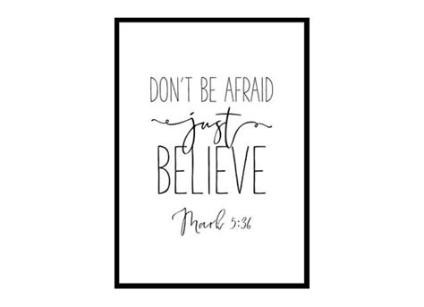 Dont Be Afraid Just Believe Mark 536 Bible Verse Poster Print Art