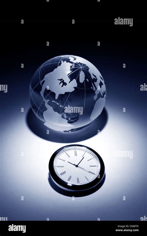 Globe And Clock For Background Stock Photo Alamy