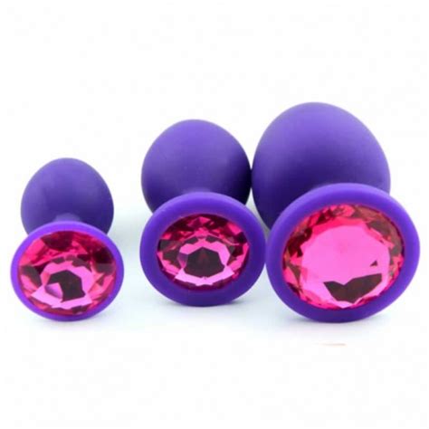 Silicone Anal Plug With Jewelry Base Purple Color New Design Fetish Sex Toy