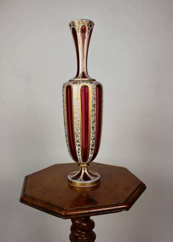 a bohemian overlaid ruby glass panelled ovoid vase c1880