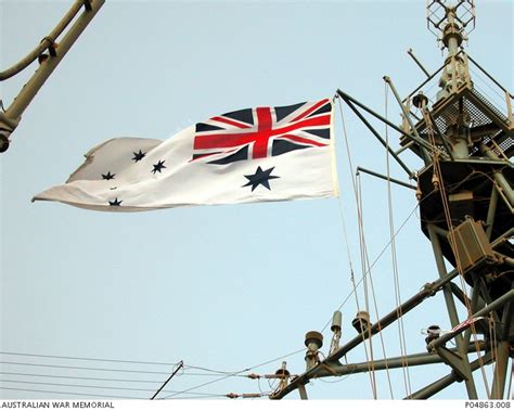 A Battle Ensign Flying From A Mast Aboard Hmas Anzac One Of A Series