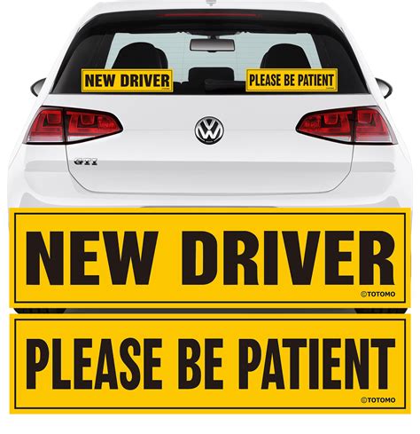 Totomo New Driver Sticker For Car Large 12x3 Reflective Vehicle