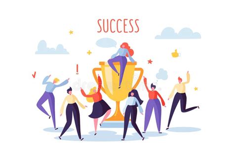 Business Team Success Achievement Concept Flat People Characters With