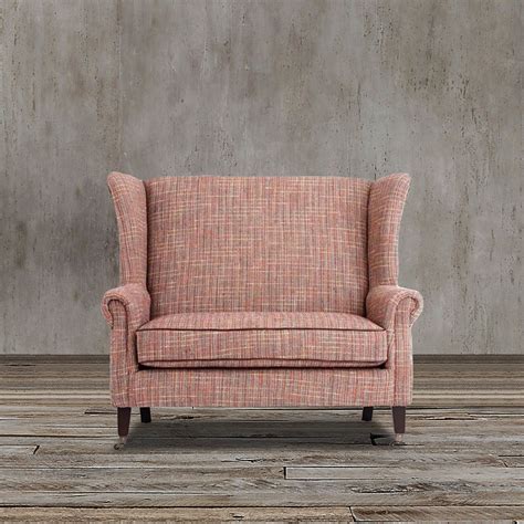 This Unique Herringbone Loveseat Settee Has A Traditional Wingback