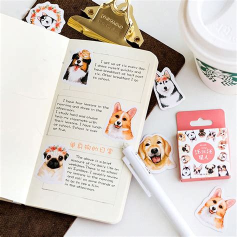45pcsbox Cute Stationery Stickers Diy Dog Animal Sticky Paper Kawaii