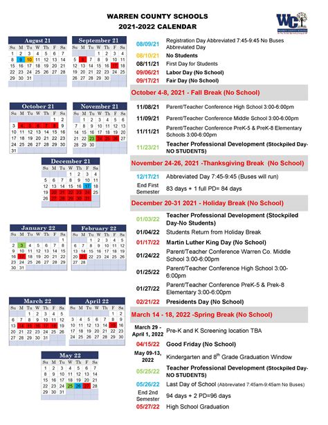 Warren County Schools Calendar 2022 And 2023