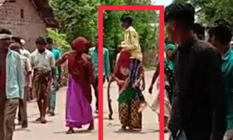 madhya pradesh woman forced to carry husband on shoulders as punishment