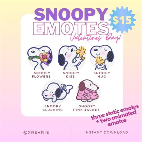 Snoopy Emotes Valentines Day Themed Emote For Twitch Discord Youtube