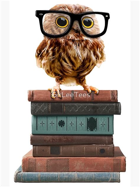 Adorable Nerdy Owl With Glasses On Books Art Print For Sale By