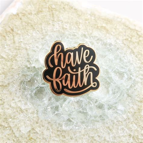 Have Faith Pin Yellow Gold And Black Hard Enamel Etsy Hand