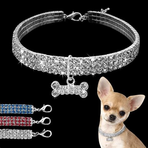 Rhinestone Dog Necklace Collar Pet Dog Accessories Jeweled Puppy