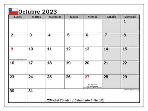 Calendario Octubre De 2023 Para Imprimir “482ld” Michel Zbinden Cl