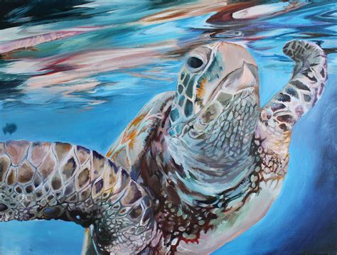 Sea Turtle Original Acrylic Painting Etsy
