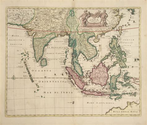 Antique Map South East Asia By De Wit C